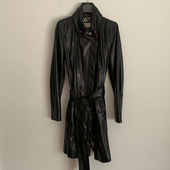 Genuine Leather coat with belt